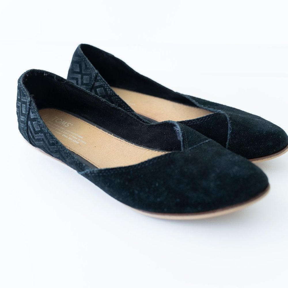 TOMS Womens Jutti Neat Suede Flats Black Size 8